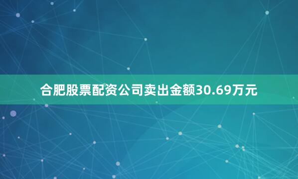 合肥股票配资公司卖出金额30.69万元
